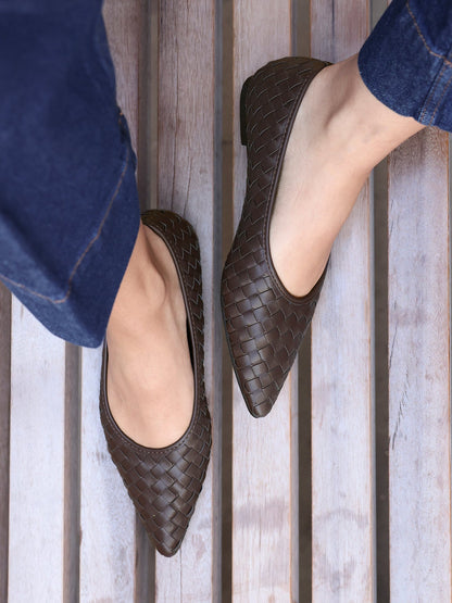 Talina Brown Faux Leather Ballet Flats