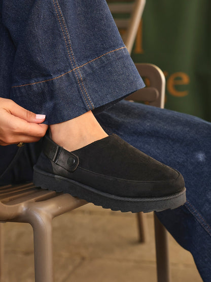 Teddy Black Faux Fur Clogs