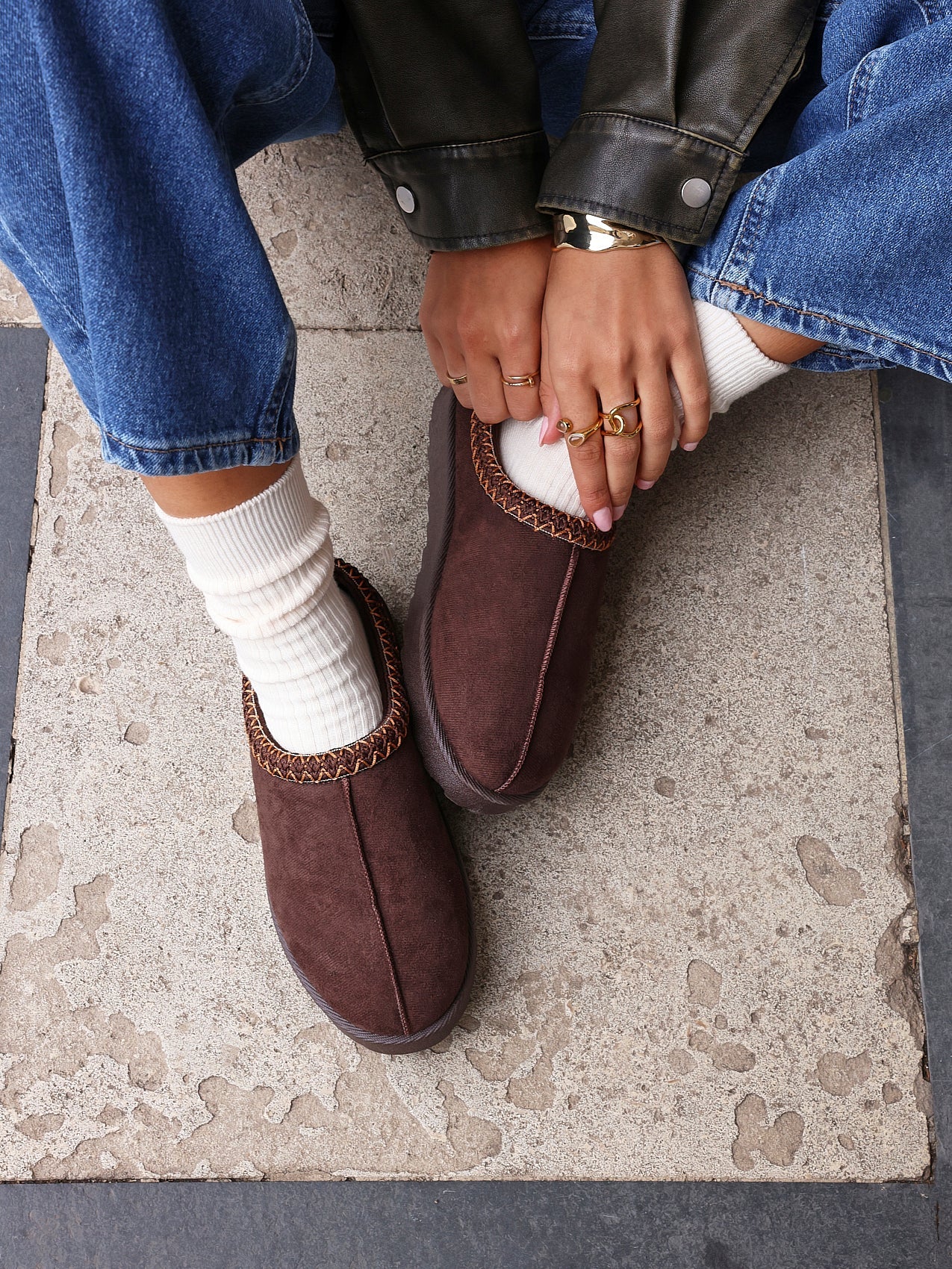 Tammy Brown Faux Suede Slippers