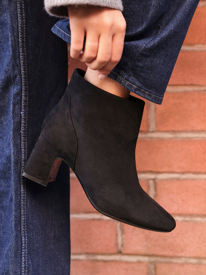 Cove Black Faux Suede Ankle Boots
