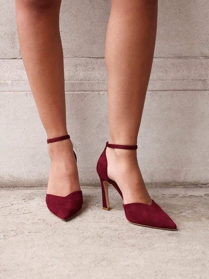 Moira Burgundy Faux Suede V Cut Court Heels
