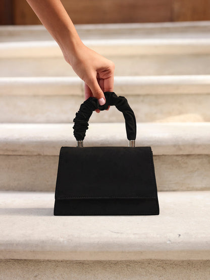 Vow Black Faux Suede Satchel Bag