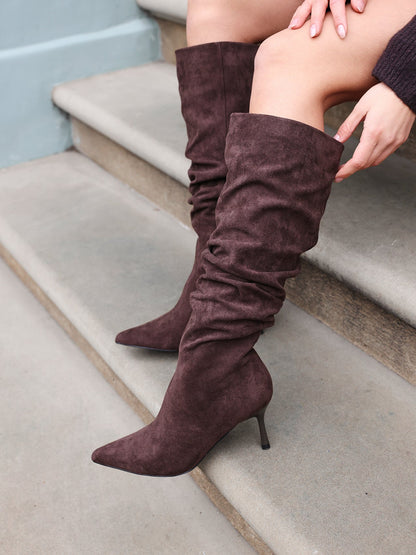 Rosenna Brown Long Stiletto Boots