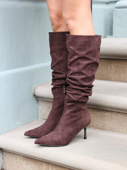 Rosenna Brown Long Stiletto Boots