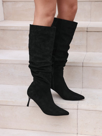 Rosenna Black Long Stiletto Boots
