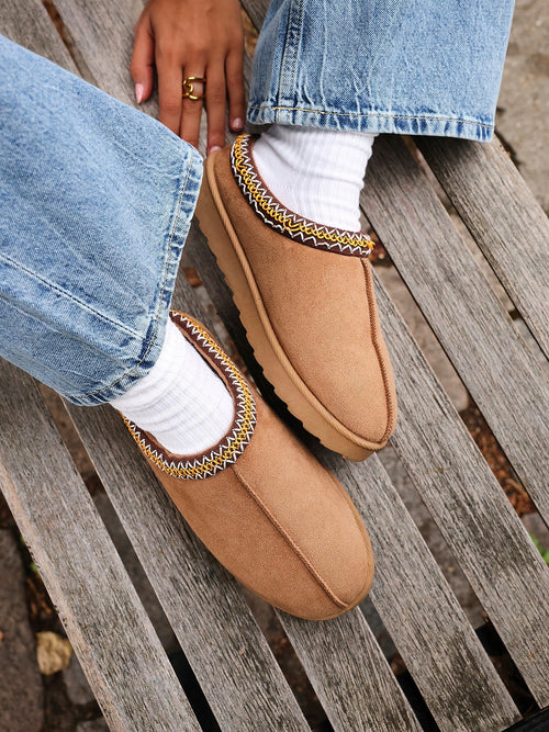 Tammy Chestnut Faux Suede Slippers
