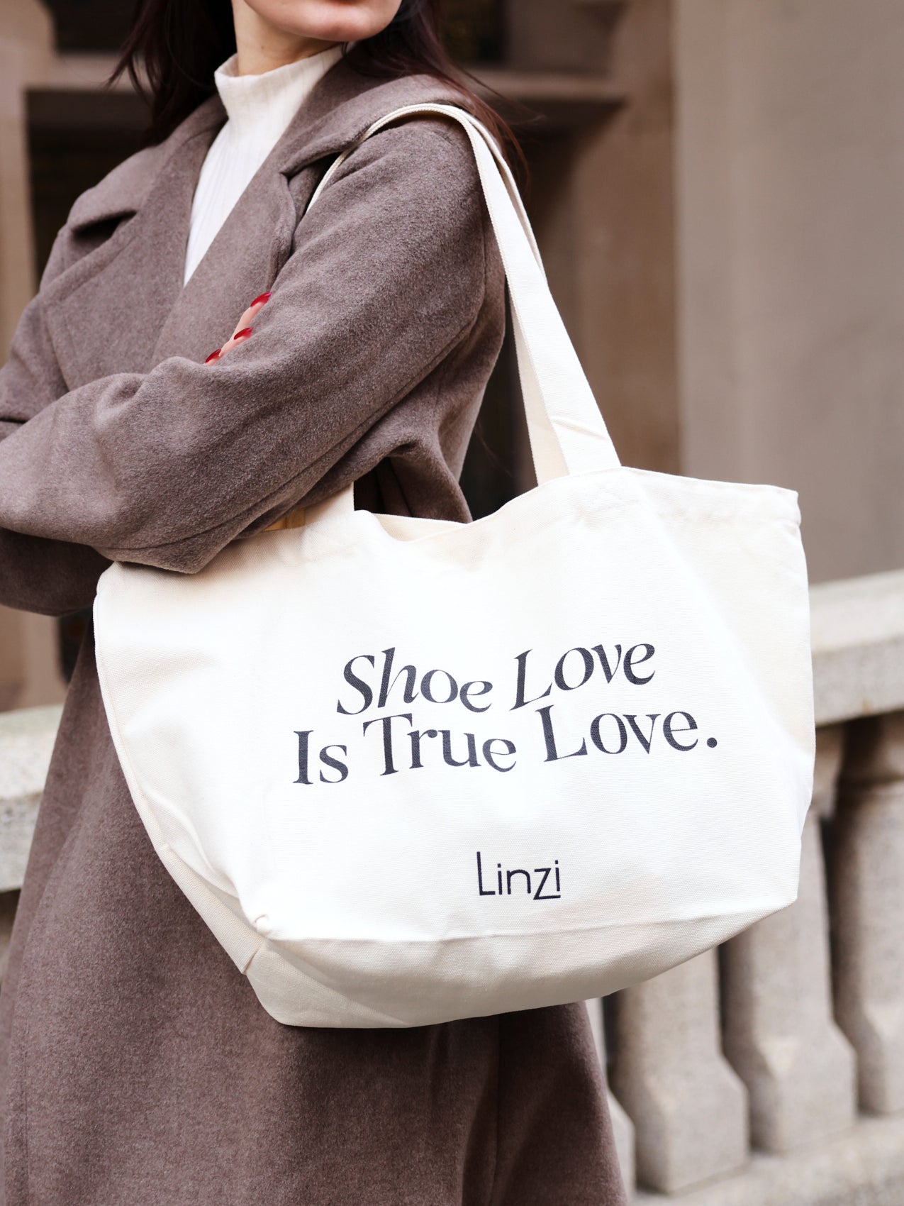 Linzi Beige Canvas Tote Bag