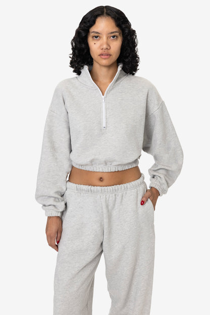 CF396 - Cotton Fleece Half Zip Cropped Pullover