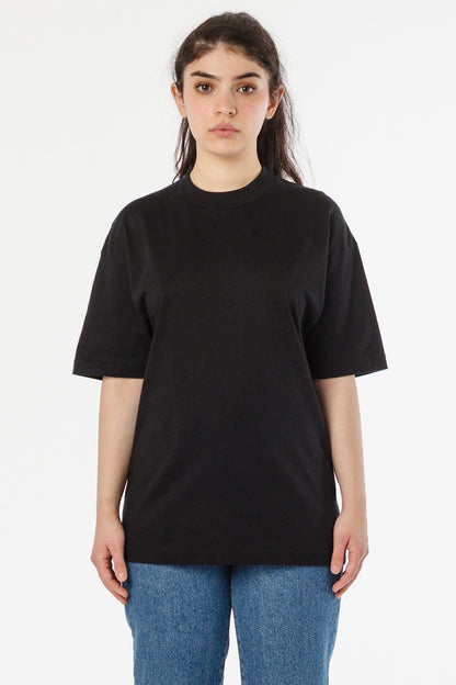 2017MN - 6.0oz Mock Crew Neck Heavy Combed Cotton T-Shirt
