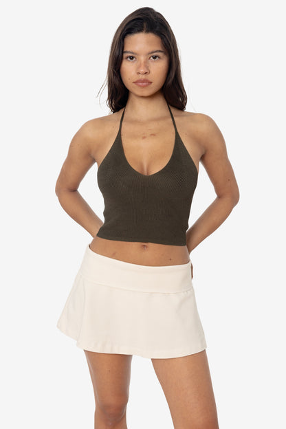 RFK406 - Viscose Nylon Cropped V-Neck Halter Top