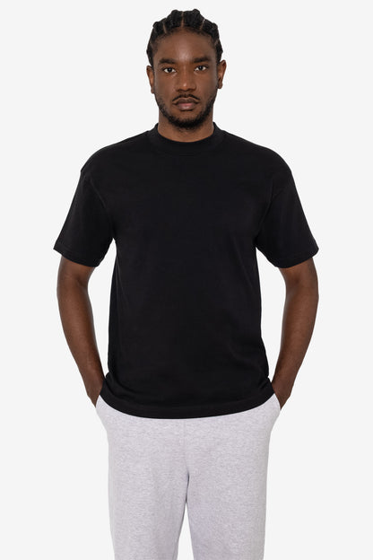 2017MN - 6.0oz Mock Crew Neck Heavy Combed Cotton T-Shirt