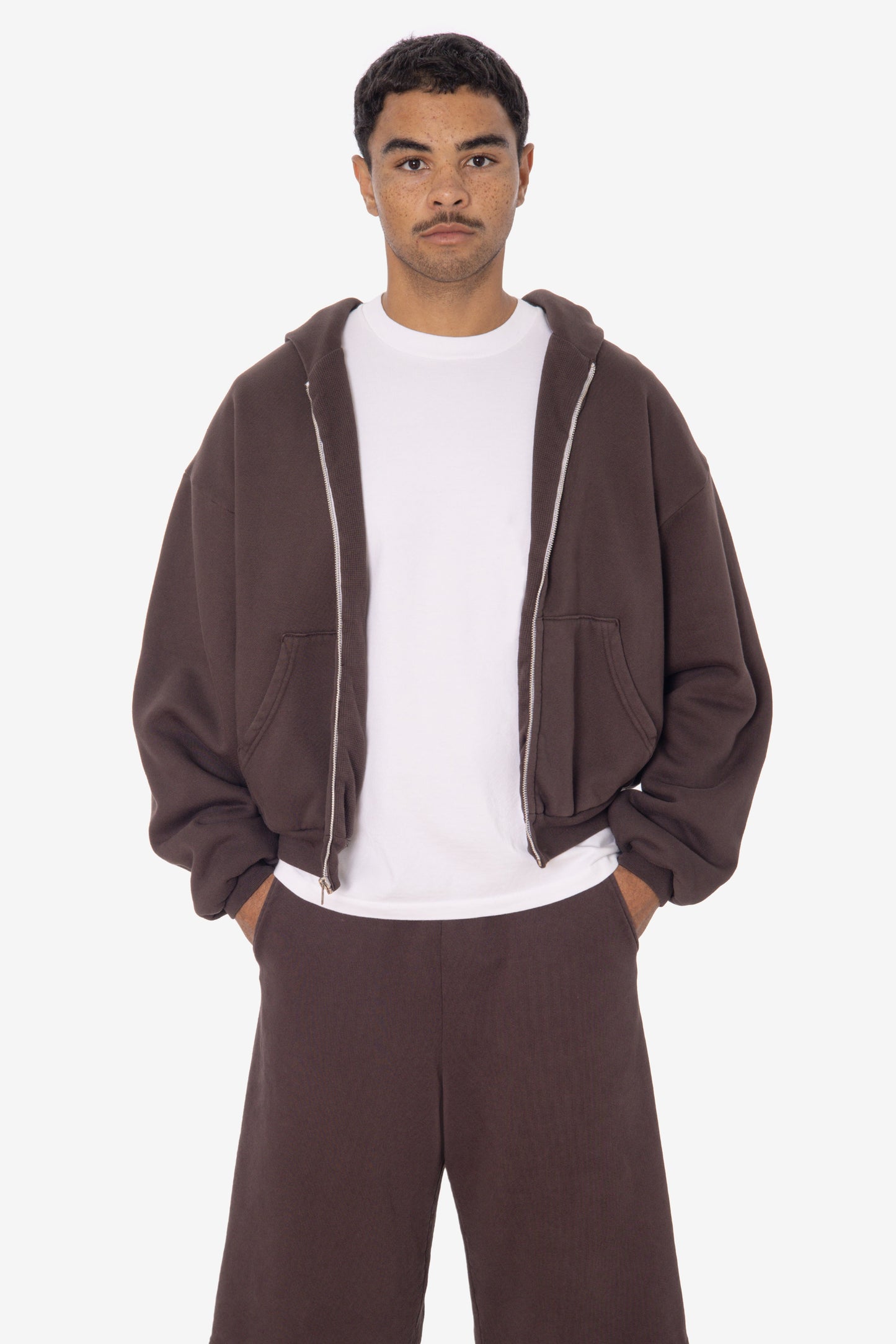 ALP10GD - Thermal Lined Cropped Zip Up Hoodie