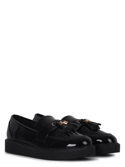 Naomi Wide Fit Black Patent Loafers
