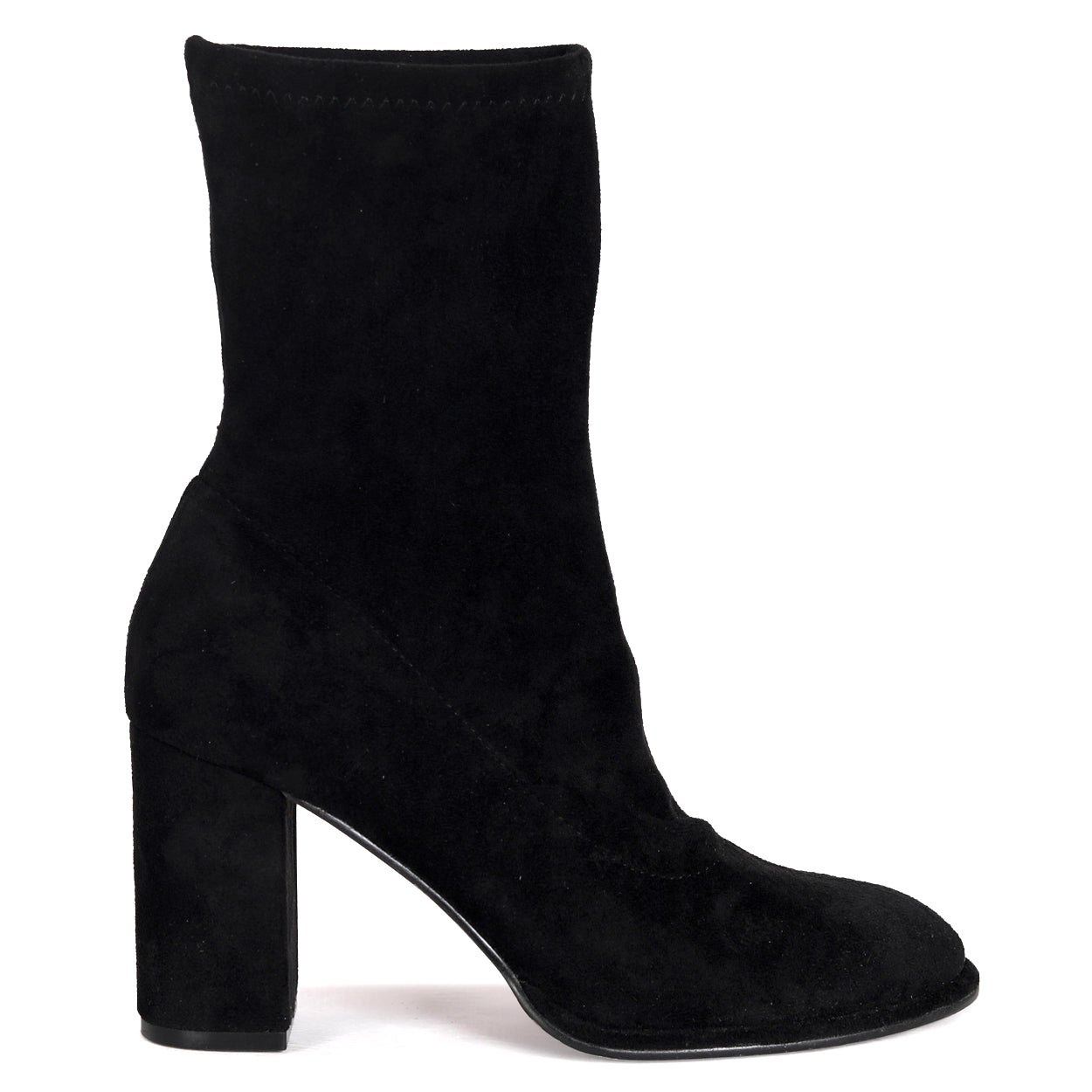 Bluebell Black Faux Suede Heeled Sock Boots