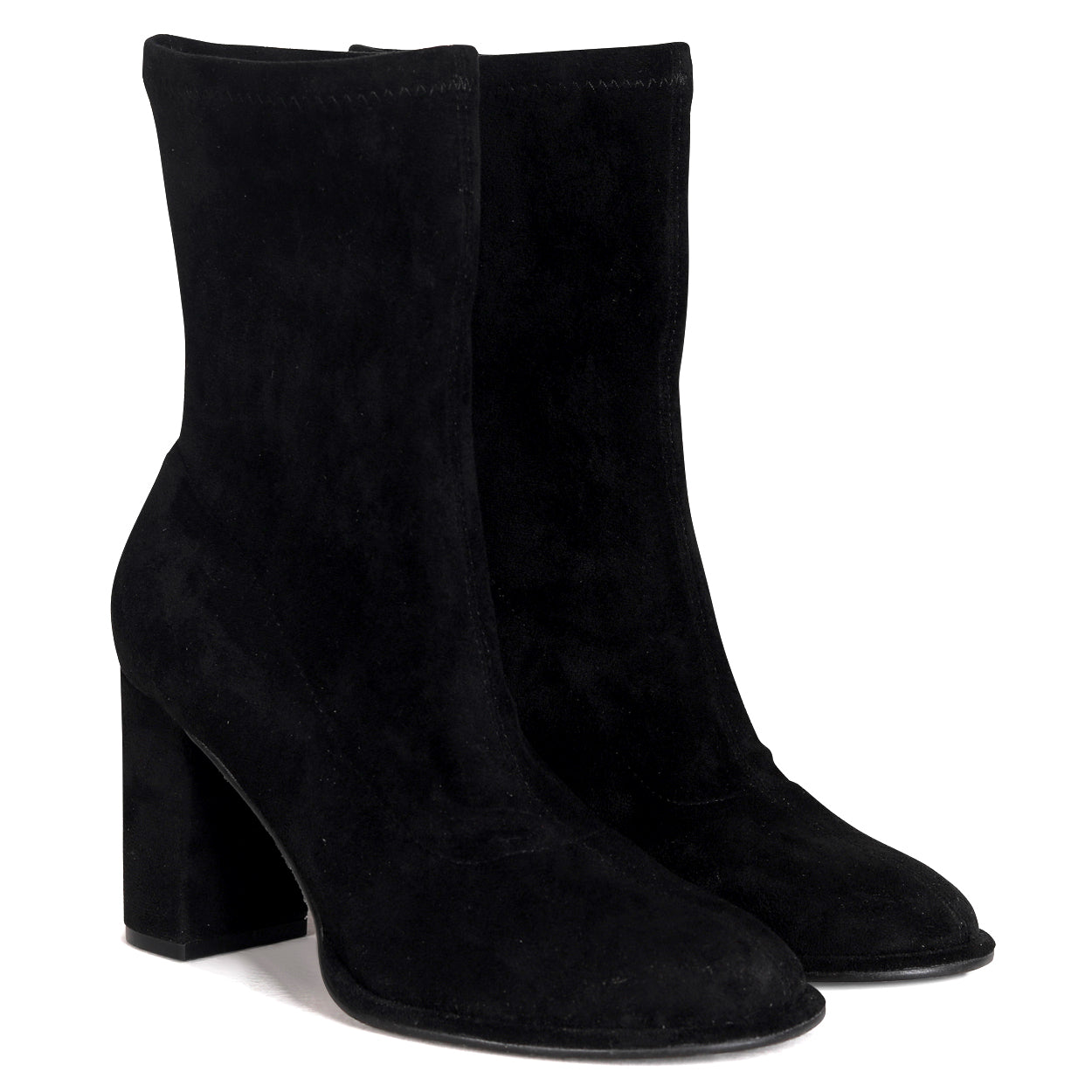 Bluebell Black Faux Suede Heeled Sock Boots