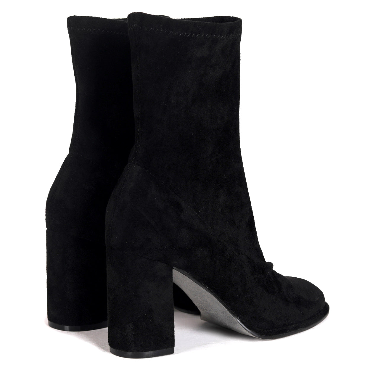 Bluebell Black Faux Suede Heeled Sock Boots