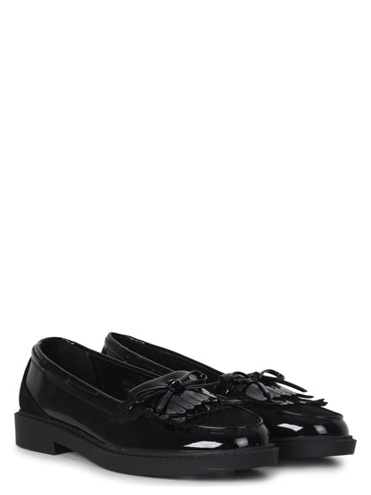 Mallo Black Faux Suede & Leather Loafers