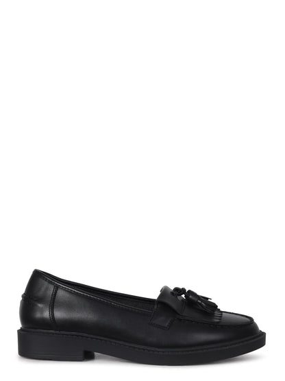 Kamille Black Faux Leather Loafers