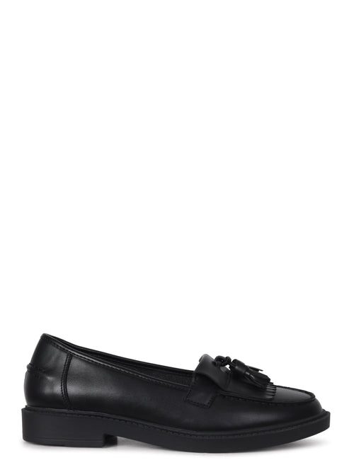 Kamille Black Faux Leather Loafers