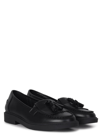 Kamille Black Faux Leather Loafers