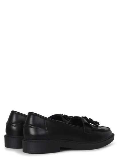 Kamille Black Faux Leather Loafers