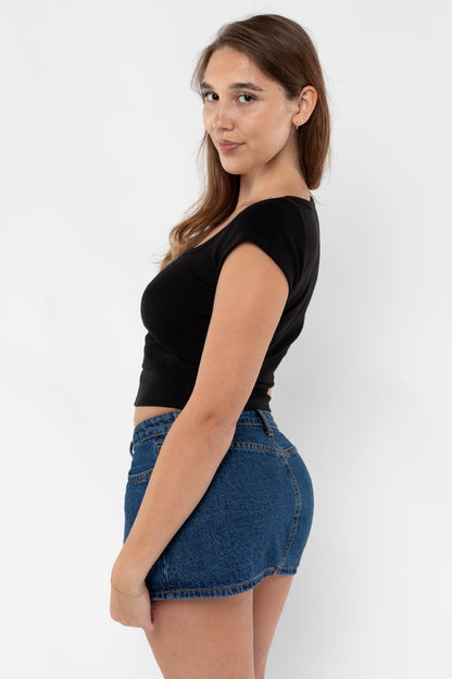 43023 - Baby Rib Square Neck Cap Sleeve Tee
