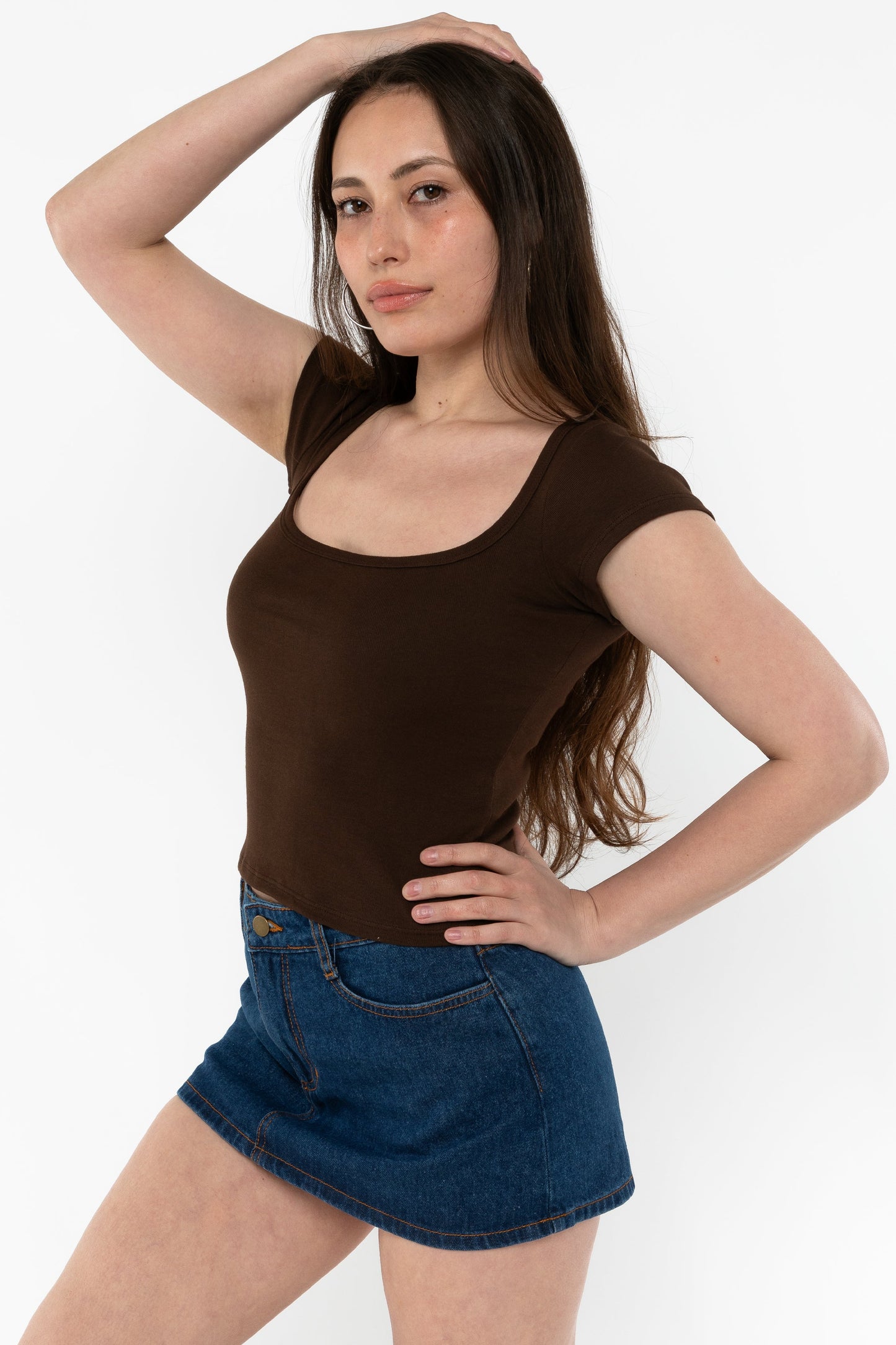 43023 - Baby Rib Square Neck Cap Sleeve Tee