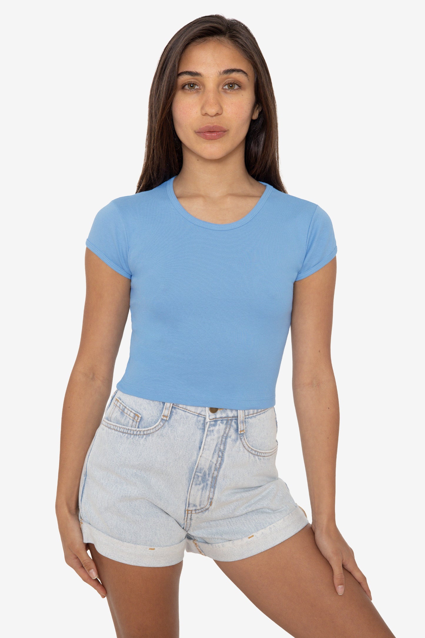 43035 - Cap Sleeve Baby Rib Crop Top