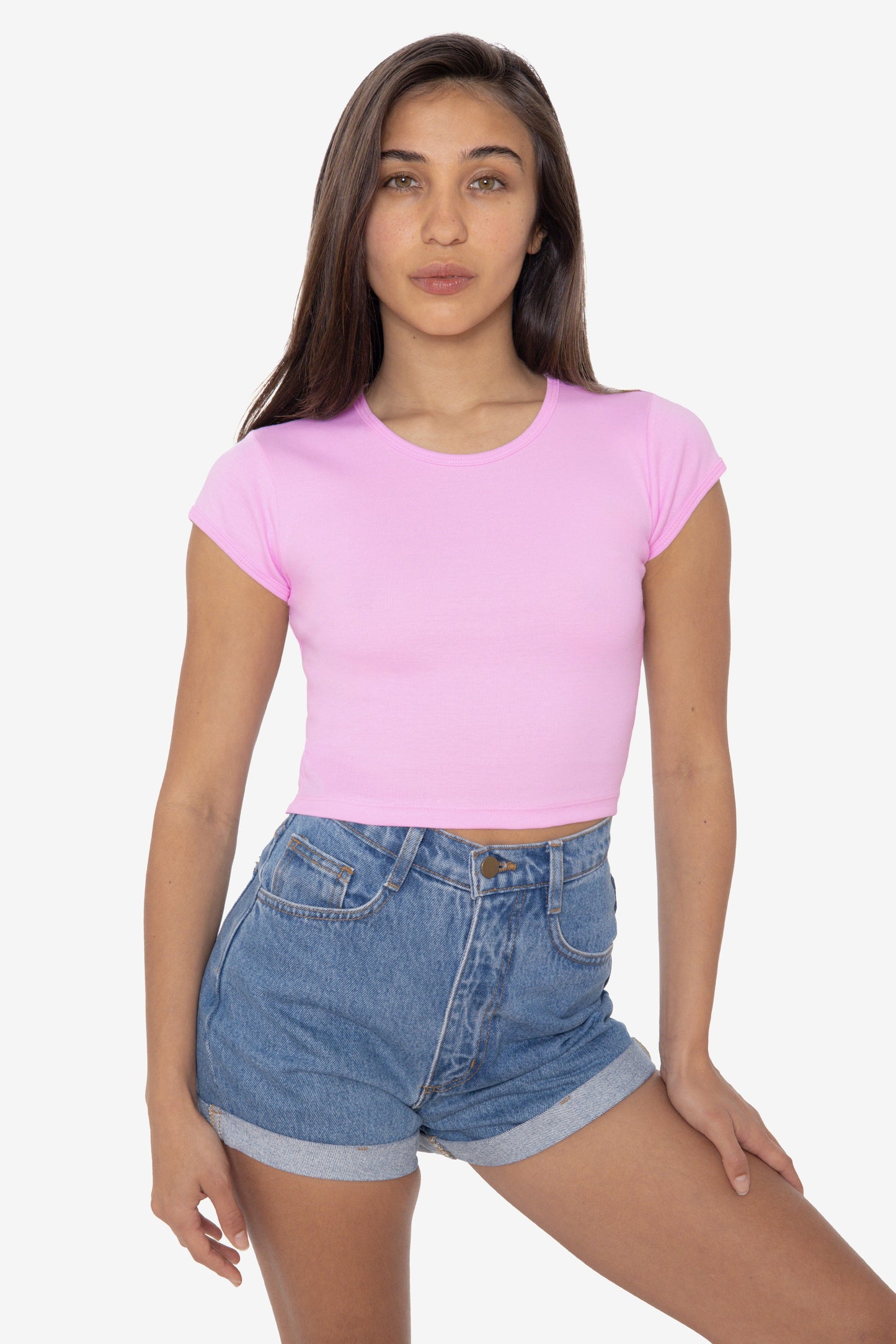 43035 - Cap Sleeve Baby Rib Crop Top