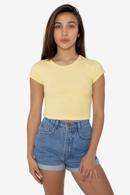 43035 - Cap Sleeve Baby Rib Crop Top