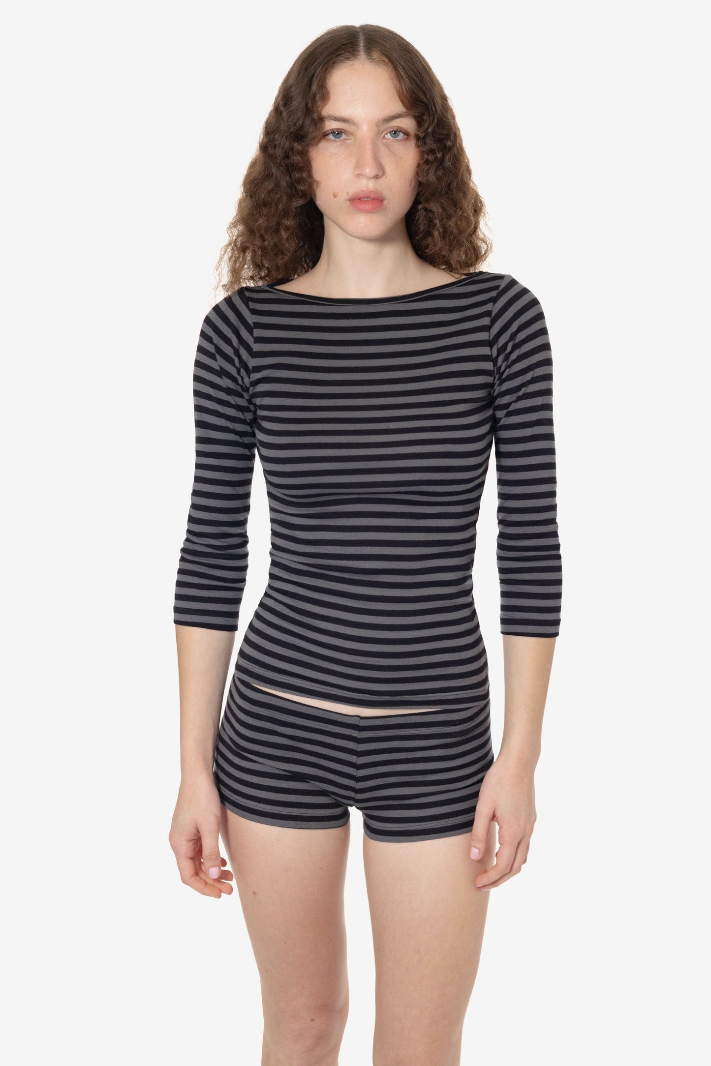 43044 - Baby Rib 3/4 Sleeve Boatneck Top