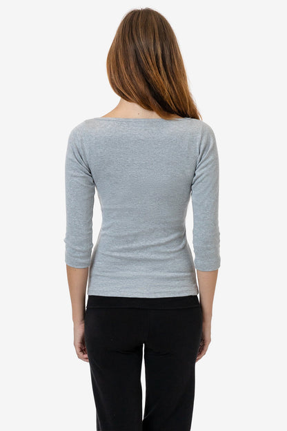 43044 - Baby Rib 3/4 Sleeve Boatneck Top