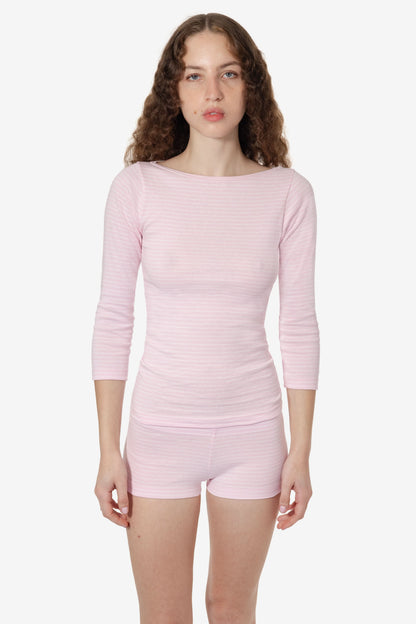 43044 - Baby Rib 3/4 Sleeve Boatneck Top