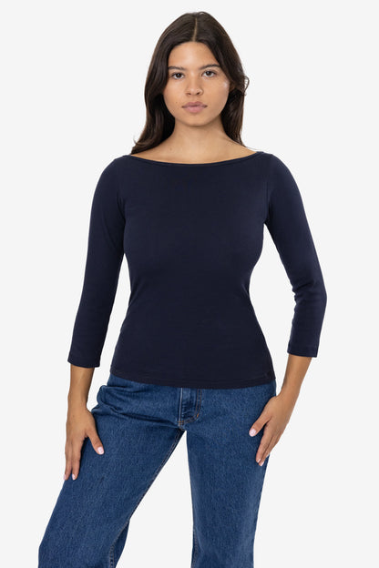 43044 - Baby Rib 3/4 Sleeve Boatneck Top