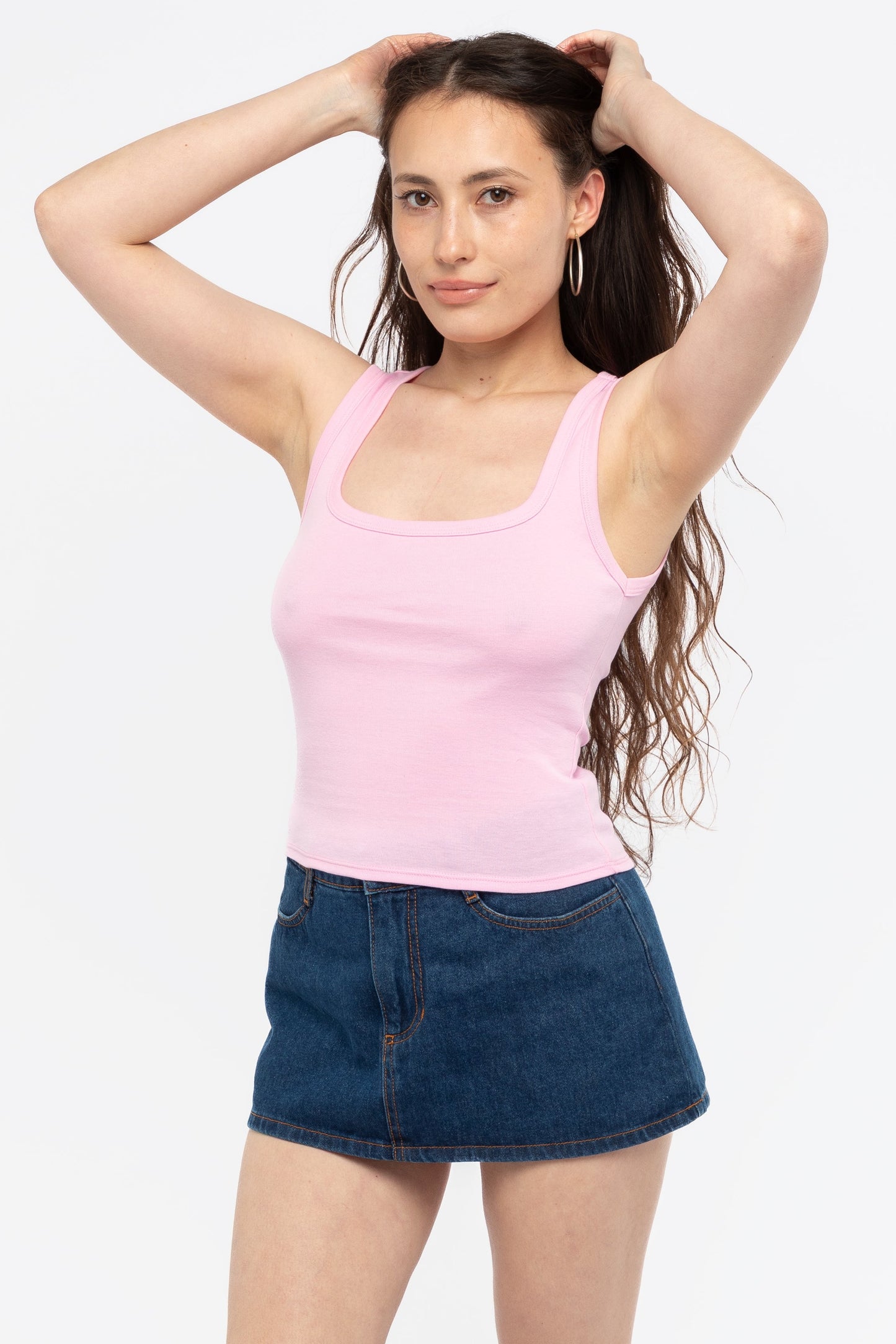 43055 - Baby Rib Square Neck Tank Top