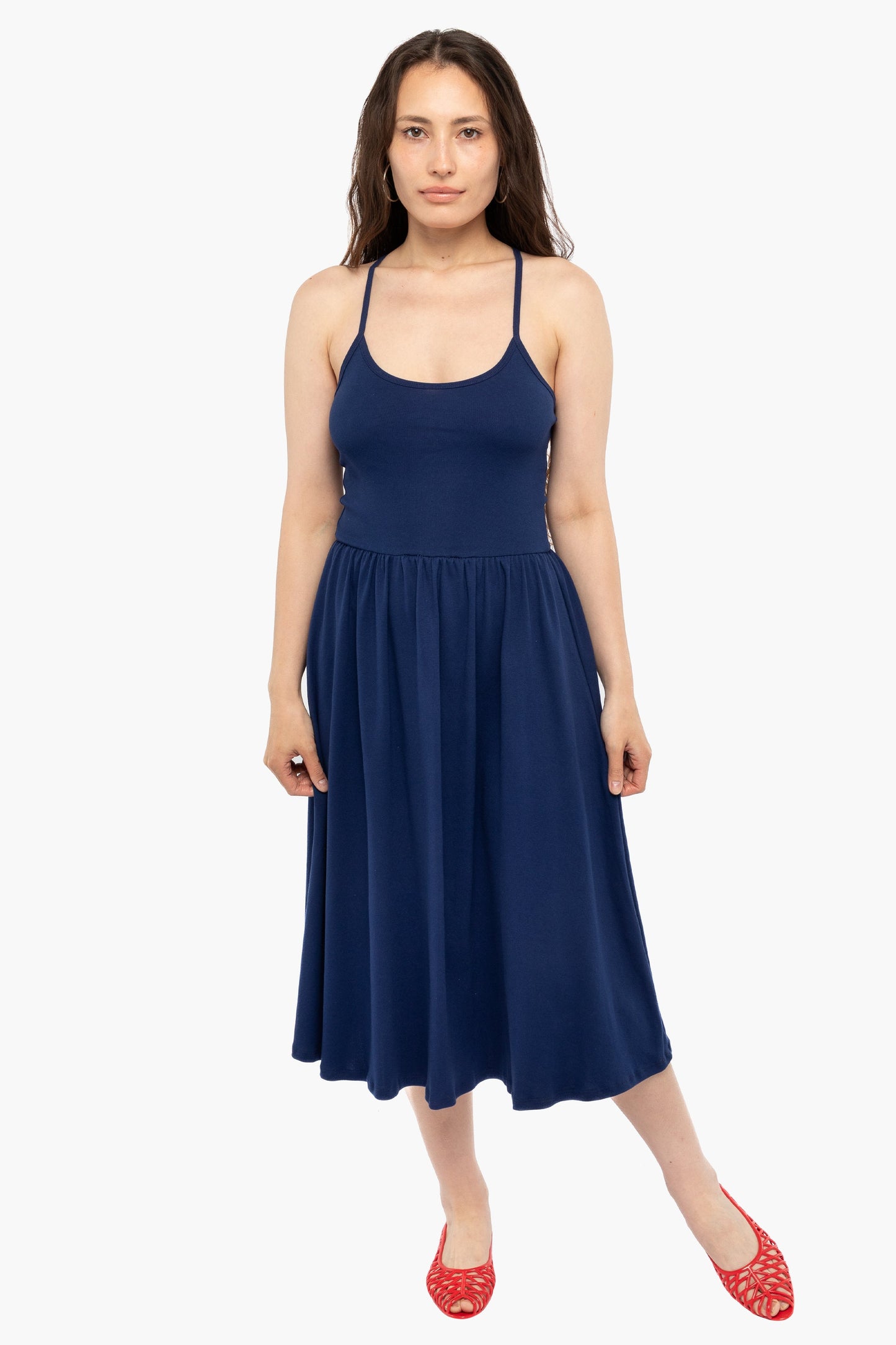 43208X - Baby Rib Cross Back Midi Dress