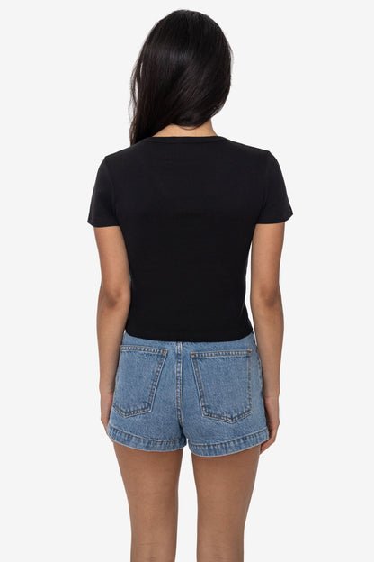 4356 - Baby Rib Short Sleeve V-Neck Crop Tee