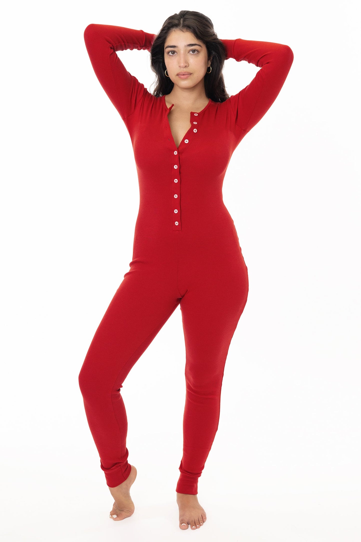 4390 - Poly Cotton Rib Henley One Piece