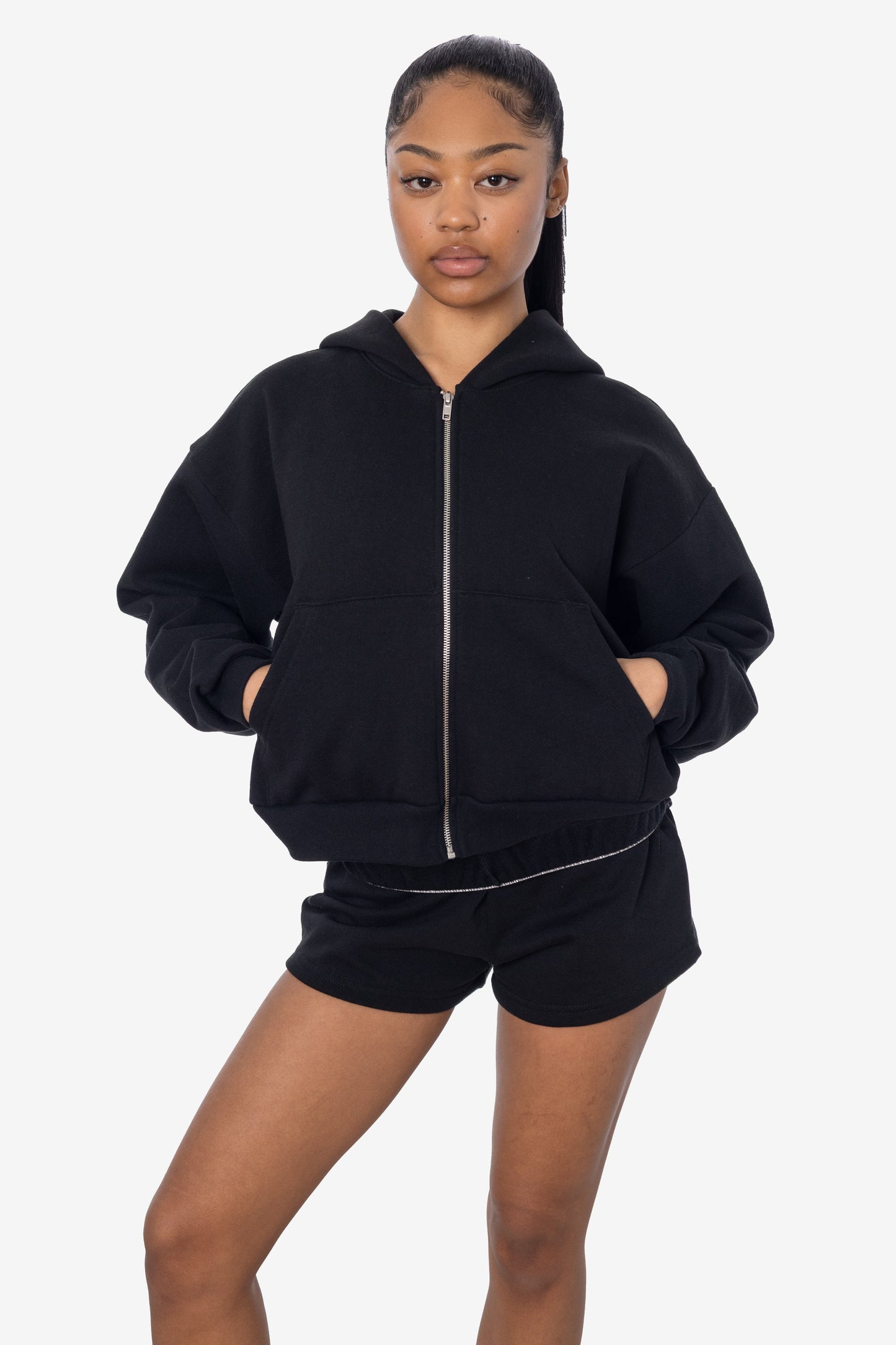 HF16 - Heavy Fleece Cropped Zip-Up Hoodie (Piece Dye)
