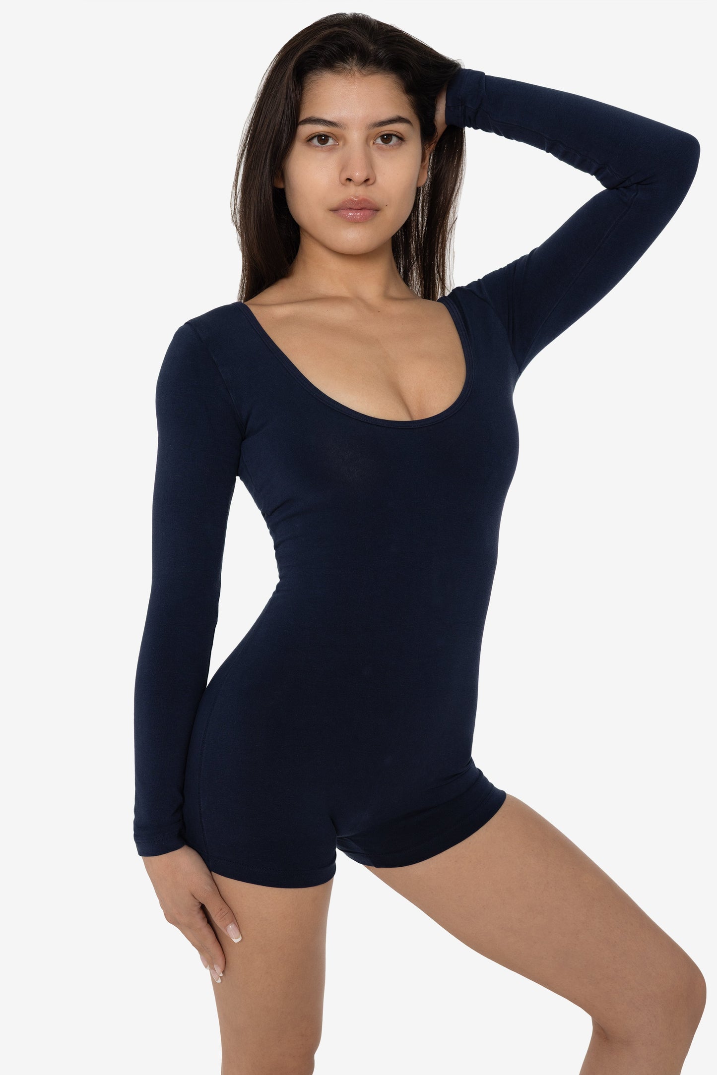 83027GD-SH - Garment Dye Long Sleeve Short Biketard