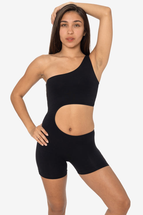 83047GD-SH - Garment Dye Asymmetrical Short Biketard