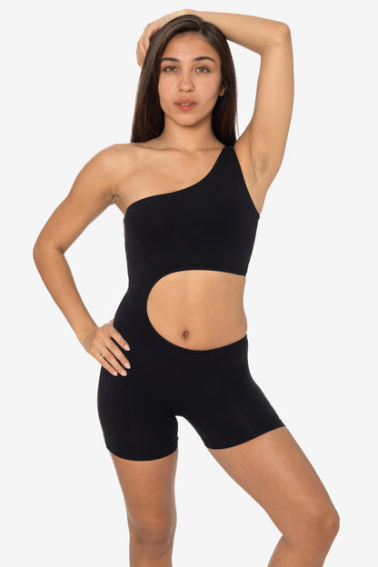 83047GD-SH - Garment Dye Asymmetrical Short Biketard