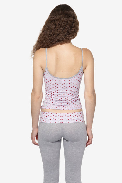 83531P - Cotton Spandex Printed Contrast Spaghetti Tank