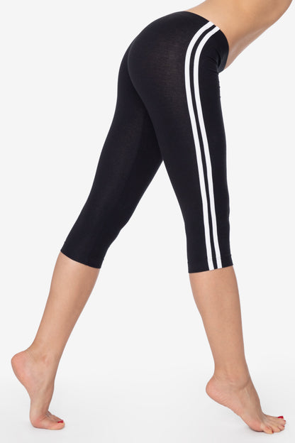 83536 - Cotton Spandex Athletic Stripe Cropped Legging