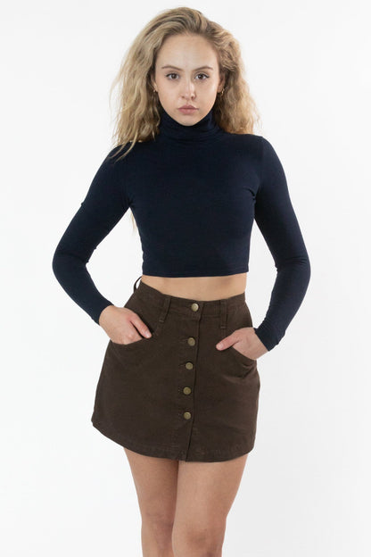 8366GD - Cropped Cotton Spandex Garment Dye Turtleneck