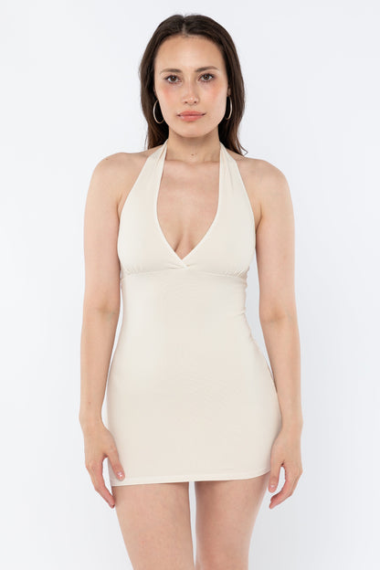 8372 - Cotton Spandex Halter Mini Dress
