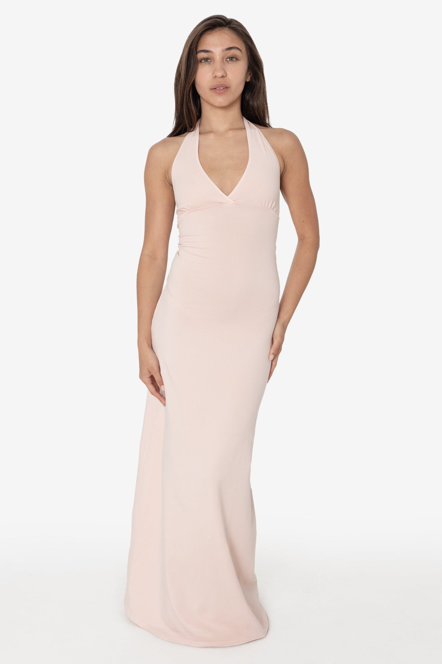 8374 - Cotton Spandex Halter Maxi Dress