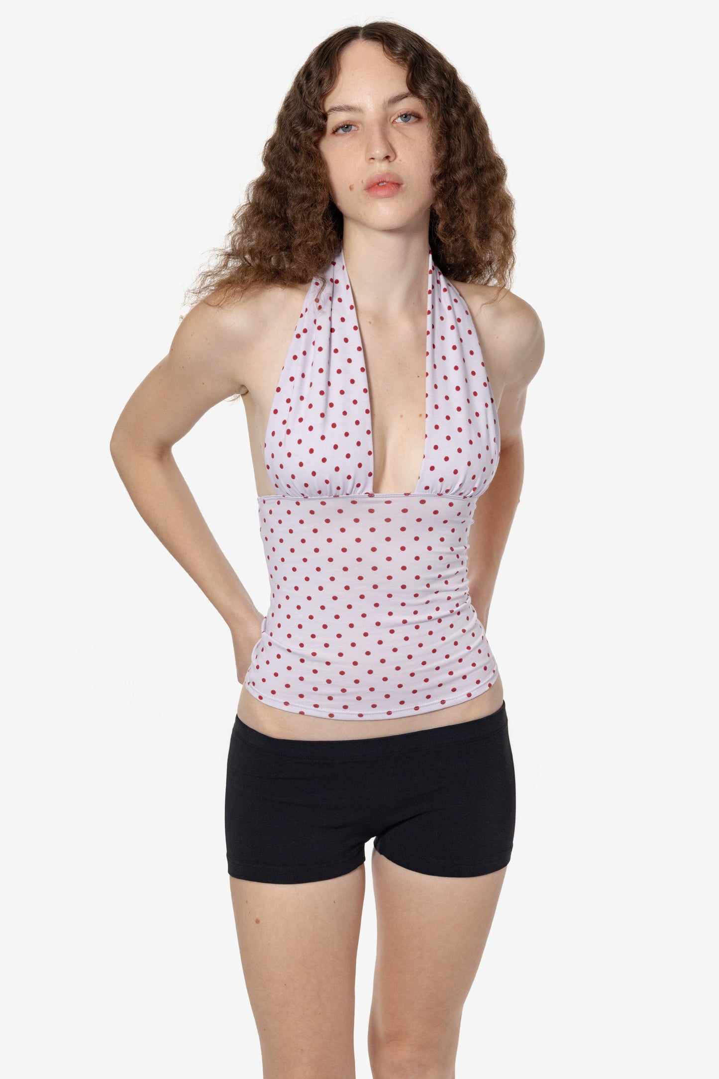 83853P - Cotton Spandex Printed Ruched Halter Top