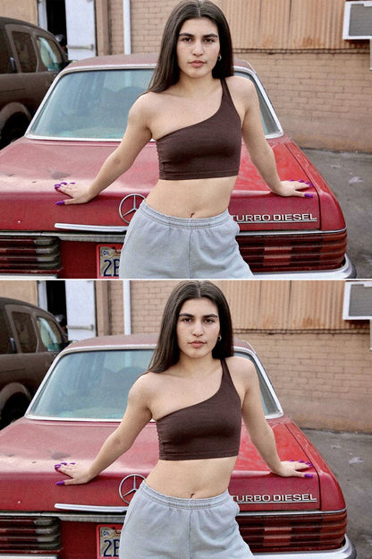 8389GD - Garment Dye One Shoulder Crop Top