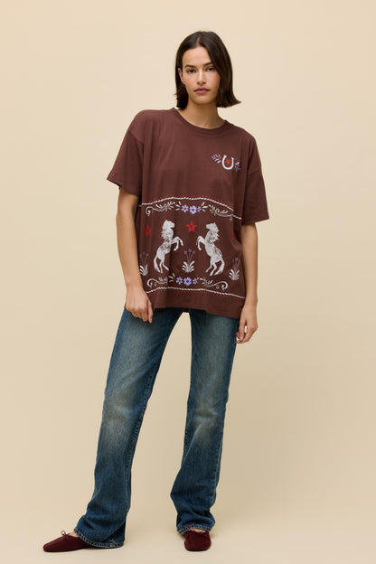 floral horse pattern merch tee